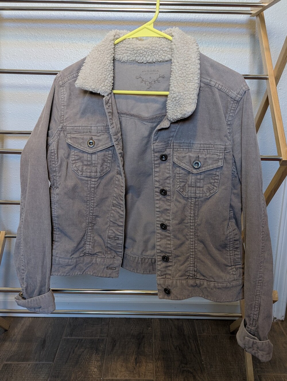 Vintage Sonoma Light Brown Corduroy Jacket with Cream Sherpa Collar